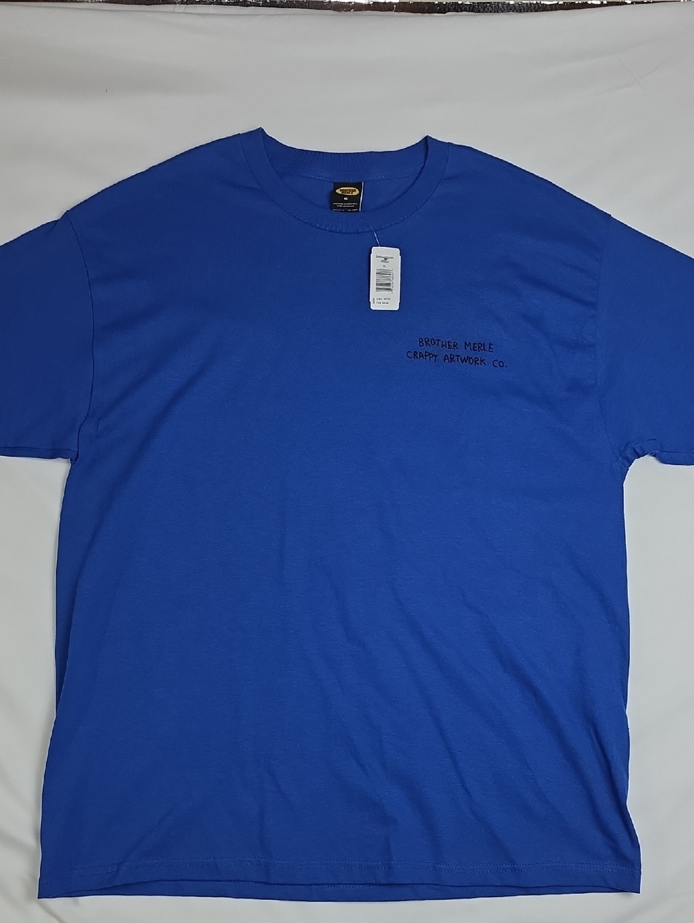 Brother Merle Crappy Artwork .co Blue Crewneck T-Shirt - Casual Men's Tee XL